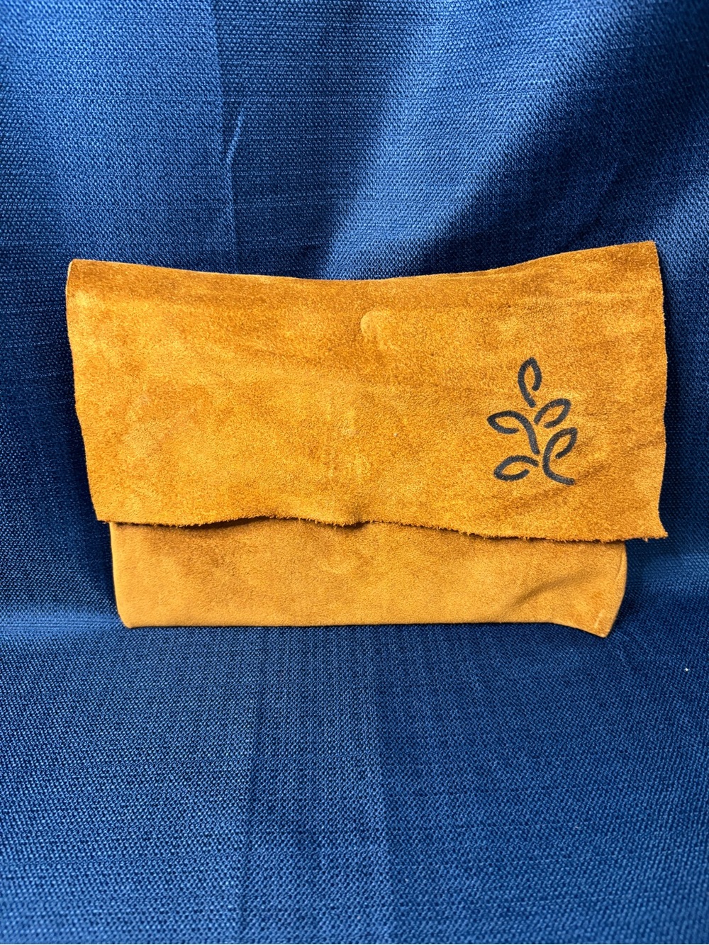 Suede Fold-Over Clutch Bag
